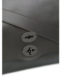 dunkelbraune Satchel-Tasche aus Leder von Zanellato
