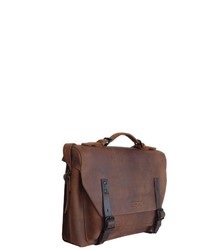 dunkelbraune Satchel-Tasche aus Leder von Margelisch