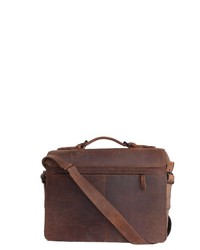 dunkelbraune Satchel-Tasche aus Leder von Margelisch