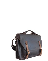 dunkelbraune Satchel-Tasche aus Leder von Margelisch