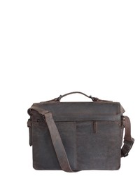 dunkelbraune Satchel-Tasche aus Leder von Margelisch