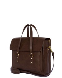 dunkelbraune Satchel-Tasche aus Leder von POON Switzerland