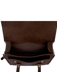 dunkelbraune Satchel-Tasche aus Leder von POON Switzerland