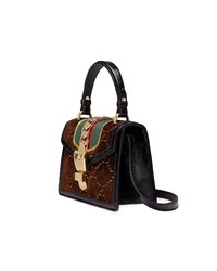 dunkelbraune Satchel-Tasche aus Wildleder von Gucci