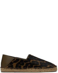 dunkelbraune Segeltuch Espadrilles mit Leopardenmuster