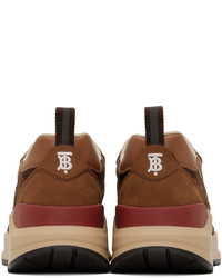 dunkelbraune Segeltuch niedrige Sneakers mit Karomuster von Burberry