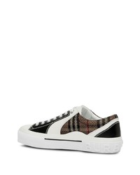 dunkelbraune Segeltuch niedrige Sneakers mit Karomuster von Burberry