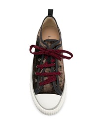 dunkelbraune Segeltuch niedrige Sneakers von Lanvin