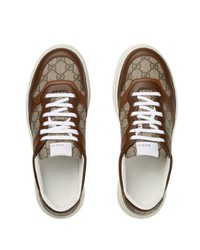 dunkelbraune Segeltuch niedrige Sneakers von Gucci