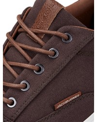 dunkelbraune Segeltuch niedrige Sneakers von Jack & Jones