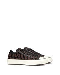 dunkelbraune Segeltuch niedrige Sneakers von Valentino Garavani