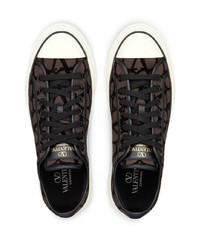 dunkelbraune Segeltuch niedrige Sneakers von Valentino Garavani