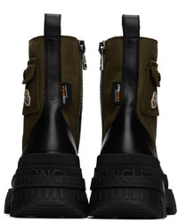 dunkelbraune Segeltuchfreizeitstiefel von Moncler