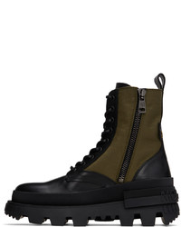 dunkelbraune Segeltuchfreizeitstiefel von Moncler