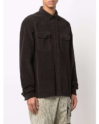 dunkelbraune Shirtjacke aus Cord von Stone Island