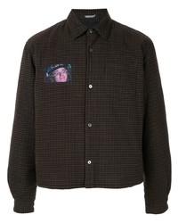 dunkelbraune Shirtjacke mit Karomuster