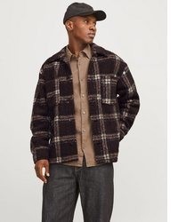 dunkelbraune Shirtjacke mit Karomuster von Jack & Jones