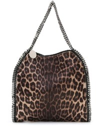 dunkelbraune Shopper Tasche aus Leder mit Leopardenmuster von Stella McCartney