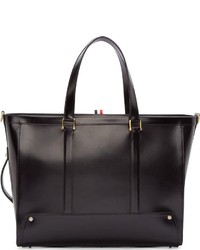 dunkelbraune Shopper Tasche aus Leder von Thom Browne