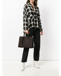 dunkelbraune Shopper Tasche aus Leder von Saint Laurent