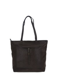 dunkelbraune Shopper Tasche aus Leder von Esprit