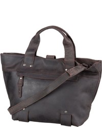 dunkelbraune Shopper Tasche aus Leder von Greenburry