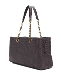 dunkelbraune Shopper Tasche aus Leder von Bottega Veneta