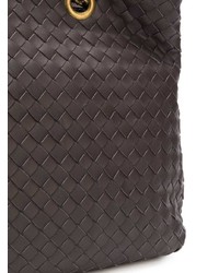 dunkelbraune Shopper Tasche aus Leder von Bottega Veneta