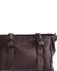 dunkelbraune Shopper Tasche aus Leder von Margelisch