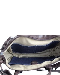 dunkelbraune Shopper Tasche aus Leder von Margelisch