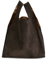 dunkelbraune Shopper Tasche aus Leder von MM6 MAISON MARGIELA