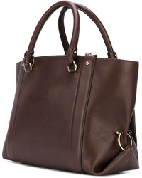 dunkelbraune Shopper Tasche aus Leder von Salvatore Ferragamo