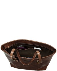 dunkelbraune Shopper Tasche aus Leder von The Bridge