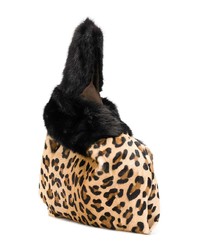 dunkelbraune Shopper Tasche mit Leopardenmuster von Simonetta Ravizza
