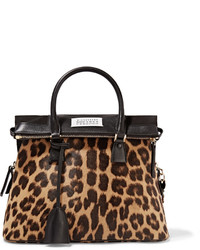 dunkelbraune Shopper Tasche mit Leopardenmuster von Maison Margiela