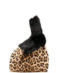 dunkelbraune Shopper Tasche mit Leopardenmuster von Simonetta Ravizza