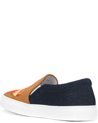 dunkelbraune Slip-On Sneakers aus Jeans von Joshua Sanders