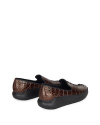dunkelbraune Slip-On Sneakers aus Leder von Giuseppe Zanotti