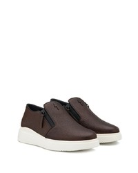 dunkelbraune Slip-On Sneakers aus Leder von Giuseppe Zanotti