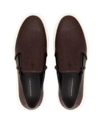 dunkelbraune Slip-On Sneakers aus Leder von Giuseppe Zanotti