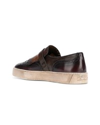 dunkelbraune Slip-On Sneakers aus Leder von Santoni