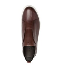 dunkelbraune Slip-On Sneakers aus Leder von Canali