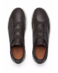 dunkelbraune Slip-On Sneakers aus Leder von Ermenegildo Zegna