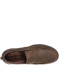 dunkelbraune Slip-On Sneakers aus Leder von Skechers