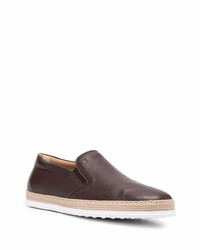 dunkelbraune Slip-On Sneakers aus Leder von Tod's