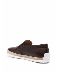 dunkelbraune Slip-On Sneakers aus Leder von Tod's