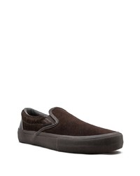 dunkelbraune Slip-On Sneakers aus Wildleder von Vans