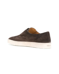 dunkelbraune Slip-On Sneakers aus Wildleder von Santoni