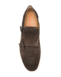 dunkelbraune Slip-On Sneakers aus Wildleder von Santoni