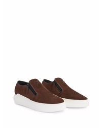 dunkelbraune Slip-On Sneakers aus Wildleder von Giuseppe Zanotti